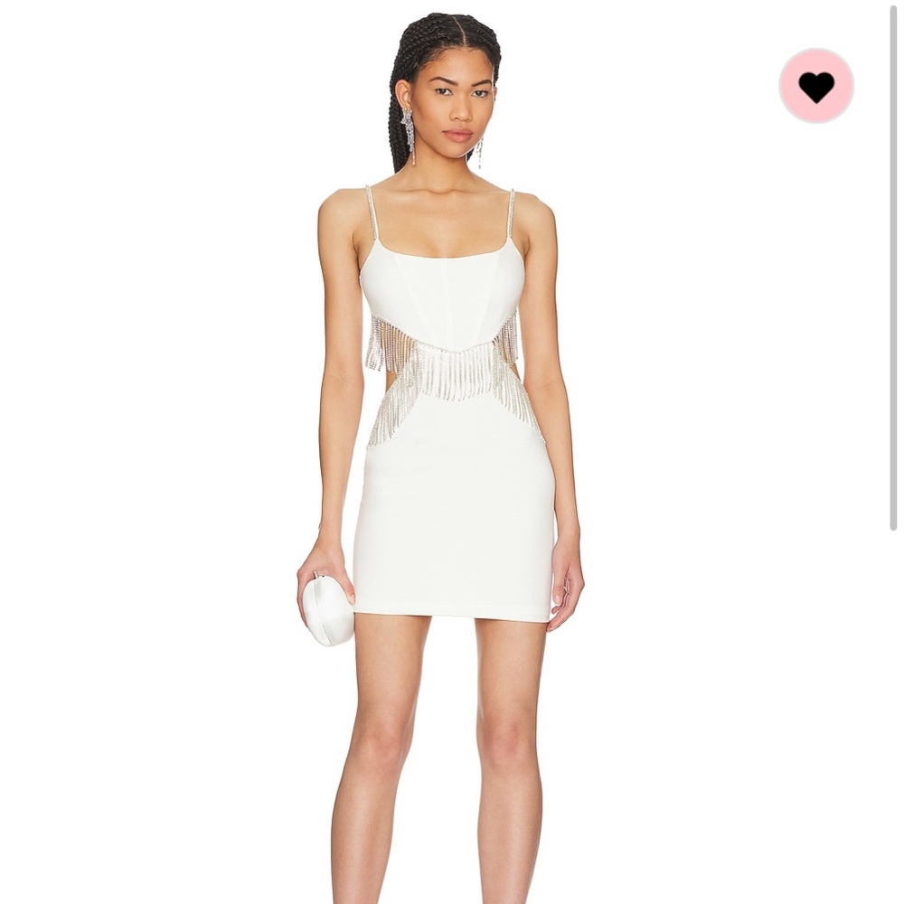 Adria Mini NBD Dress - White Bachelorette and/or Party w/ Cutouts & Rhinestones